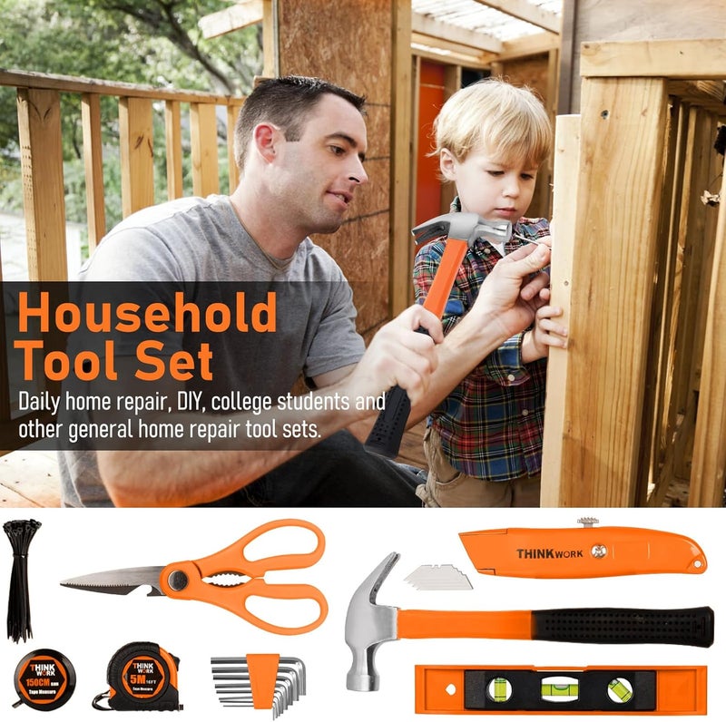 THINKWORK Tool Set - 207 Piece Portable Home Repairing Tool Kit, General Household Hand Tool Set with 13'' Wide Mouth Open Storage Tool Bag, Perfect for DIY, Home Maintenance, Handyman - Gift for Men - Image 4